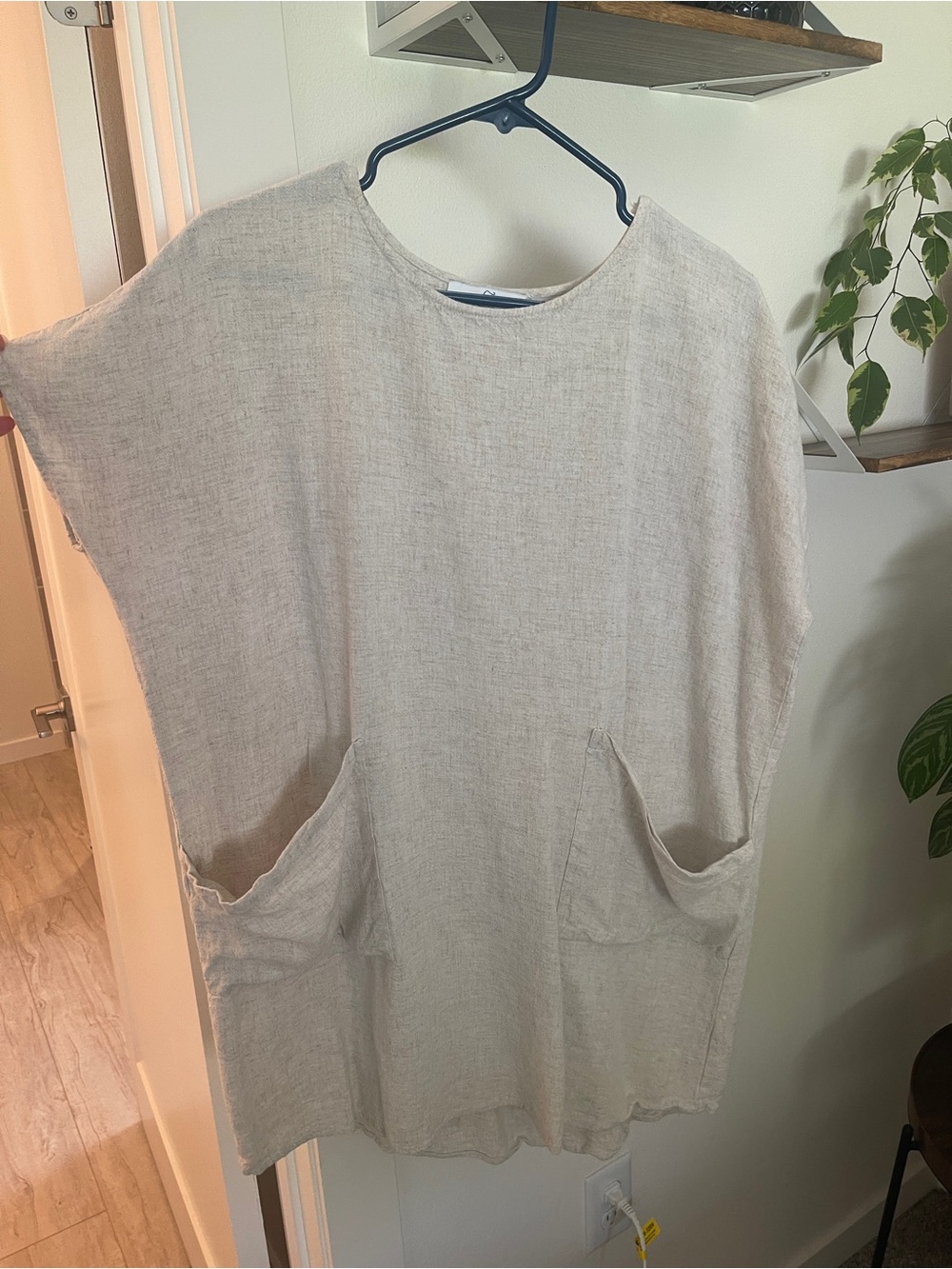 CJLA Linen Tunic Dress with Front Pockets - Natural